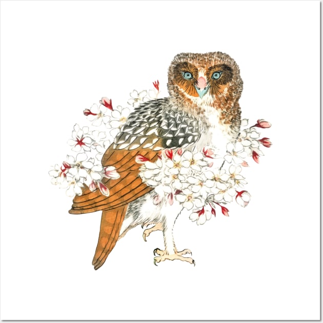 Owl and Cherry Flowers Wall Art by CatyArte